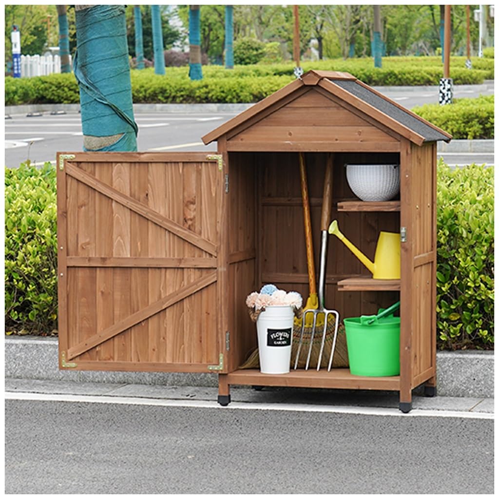 は*ん様 木製屋外小屋 緑と茶色　直接引き取り限定 Amazon.co.jp: 屋外物置小屋、屋根に傾斜した木製ガーデンロッカー、3